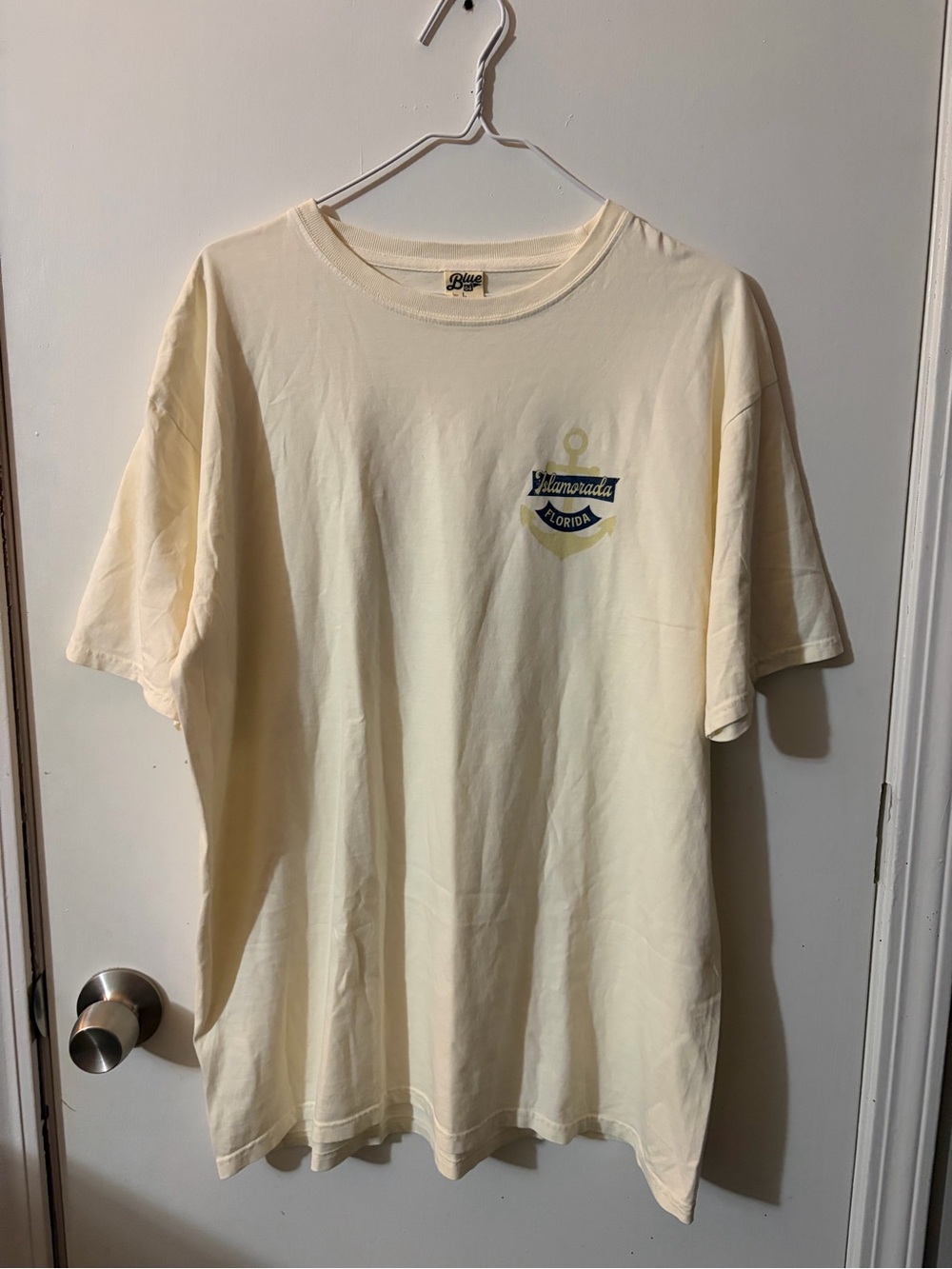 NWOT Men’s Blue 84 Large Islamorada Florida Anchor Logo Tee Cream Tote16